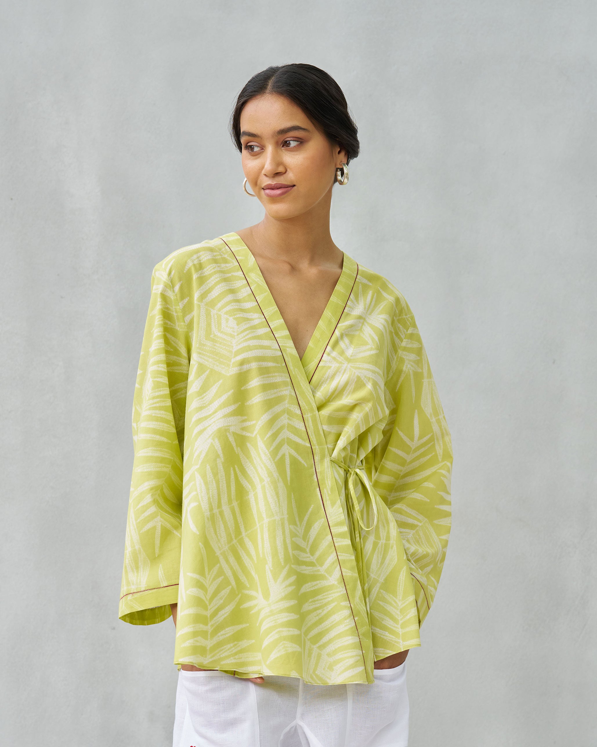 Fern Wrap Top - Lime & Ivory