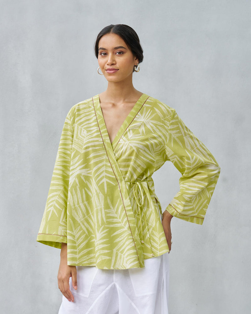 Fern Wrap Top - Lime & Ivory