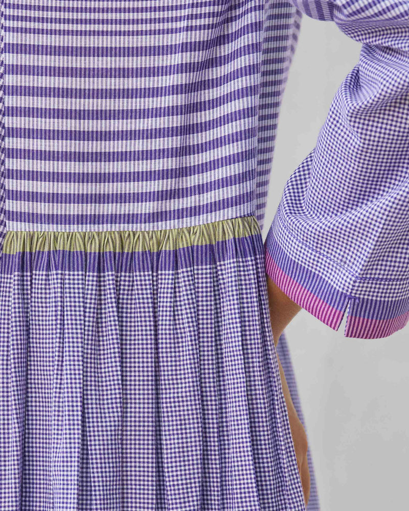 Pintuck Kurta - Purple & White