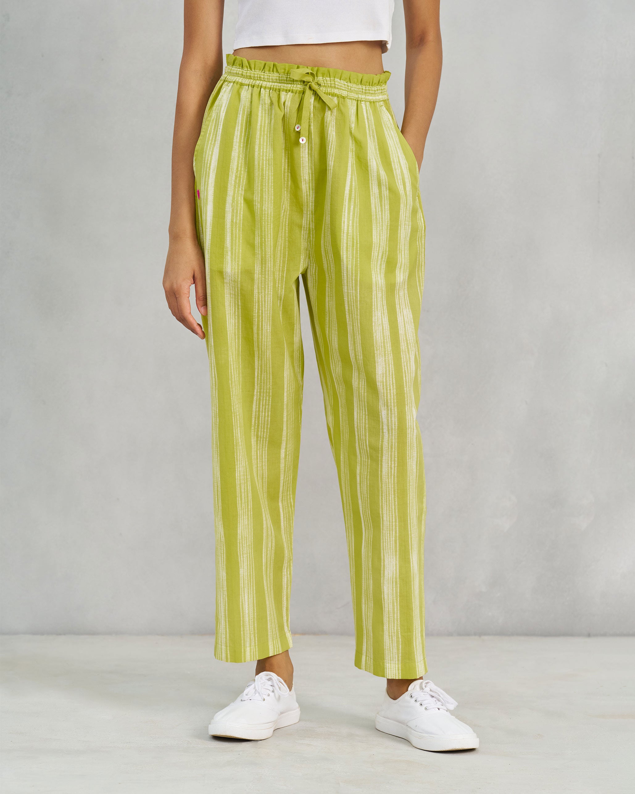 Areca Pants - Lime & Ivory