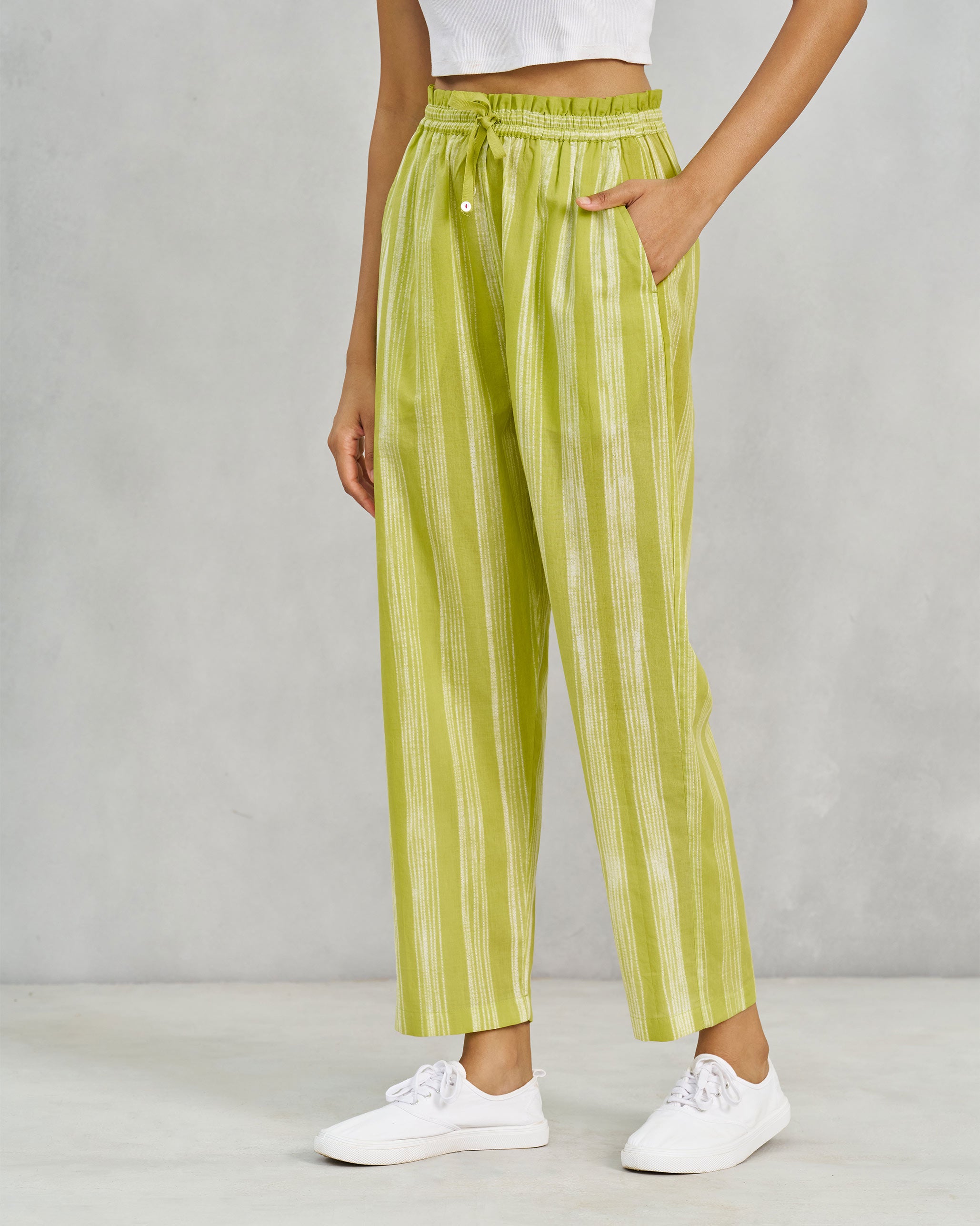 Areca Pants - Lime & Ivory