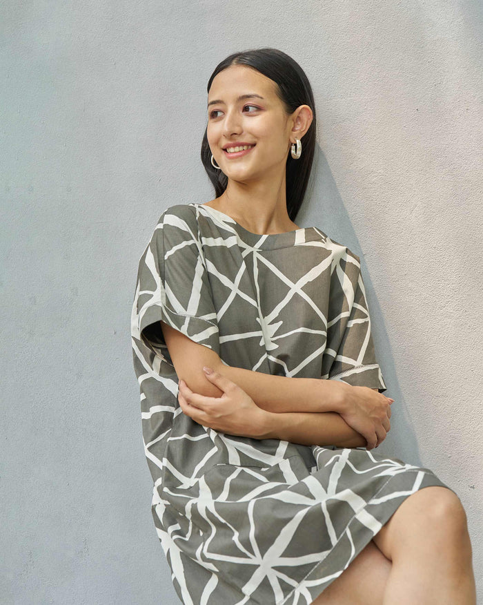 Gina Layered Dress - Stone & Ivory