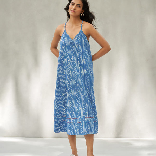 Strappy Dress - Blue – Nicobar