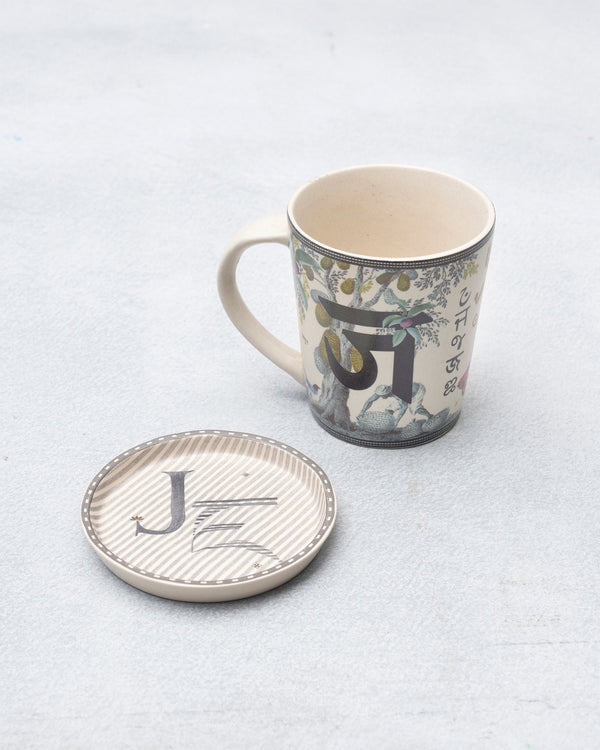 The mug turned to show the Devanagari ज