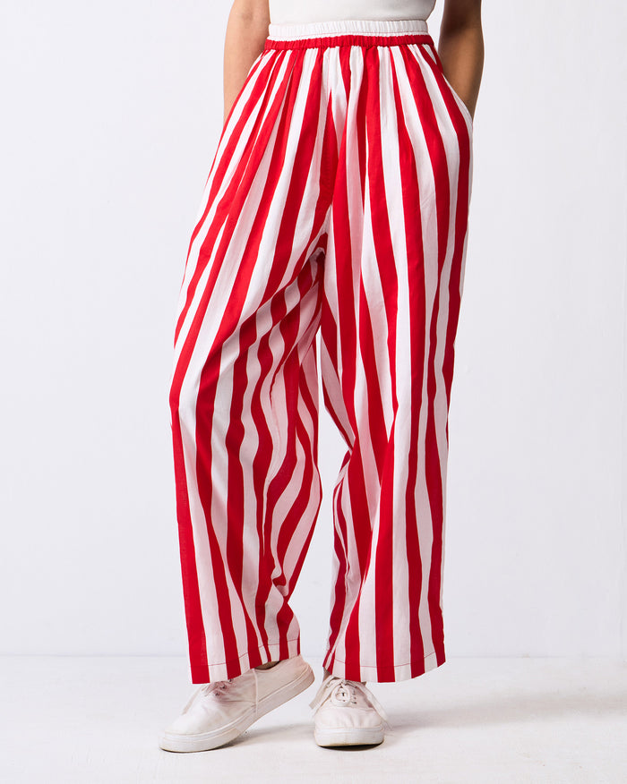 Recess Pants - Red & White Stripes