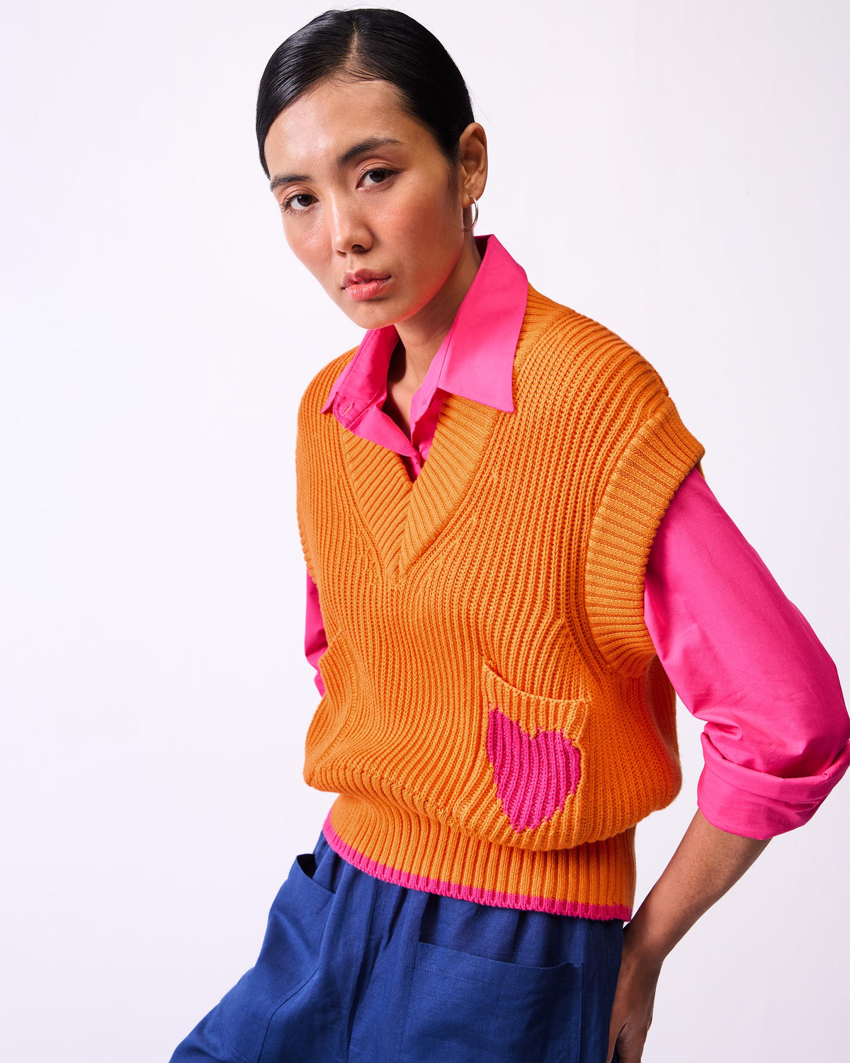 Lunar V-neck Sweater - Orange thumbnail 3