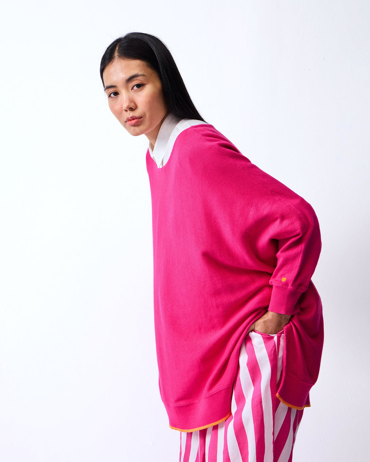 Victoria Boatneck Pullover - Fuchsia