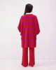 Dream High-low Hem Sweater - Fuchsia & Bright Red Stripes