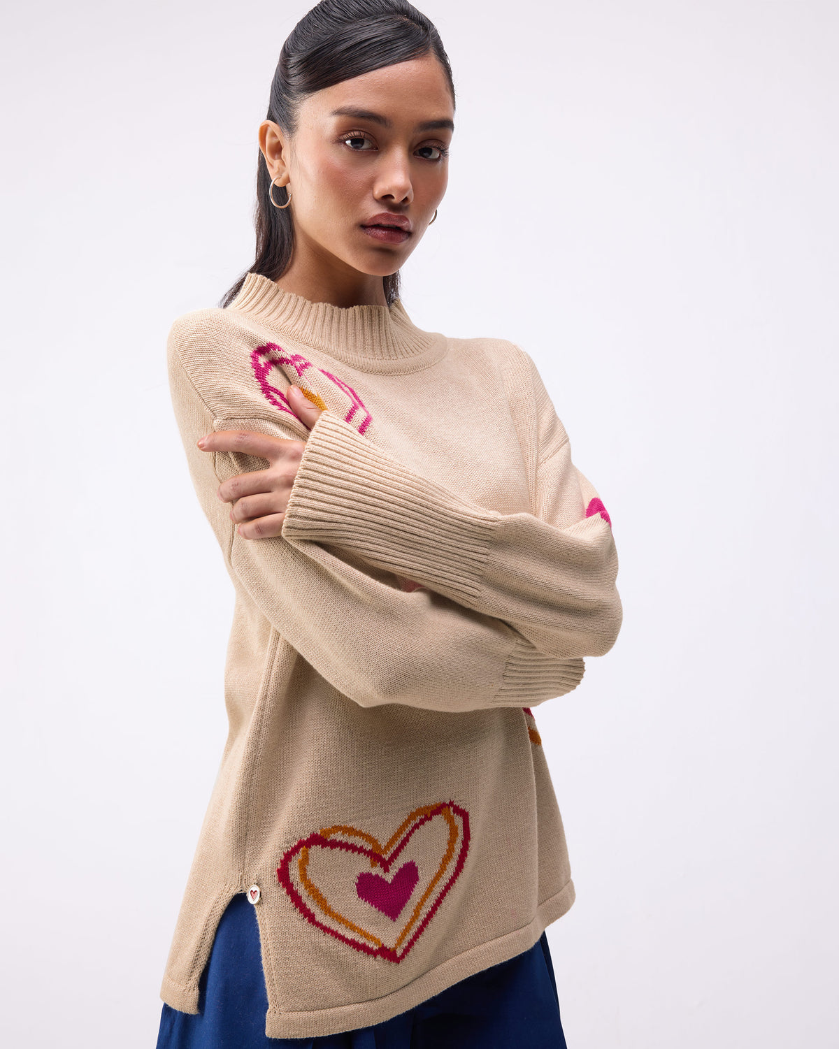 Cosy Turtle Neck Sweater - Oatmeal thumbnail 3