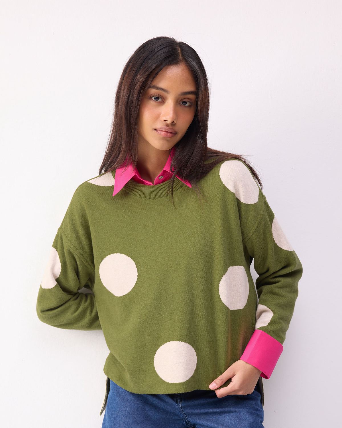 Polka Jumper - Olive & Oatmeal Polkas thumbnail 5