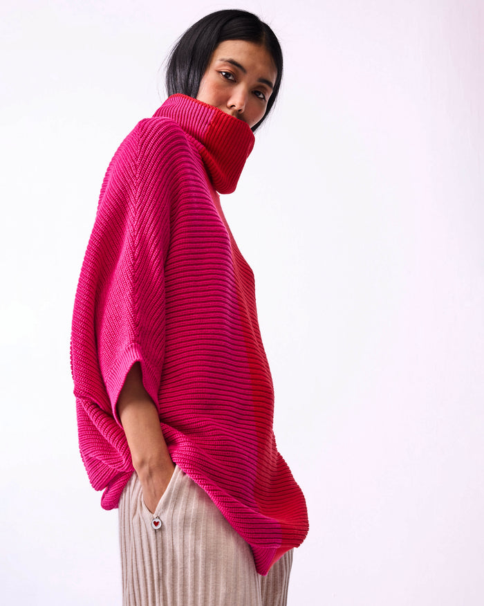Tao Turtle Neck Sweater - Bright Red & Orange