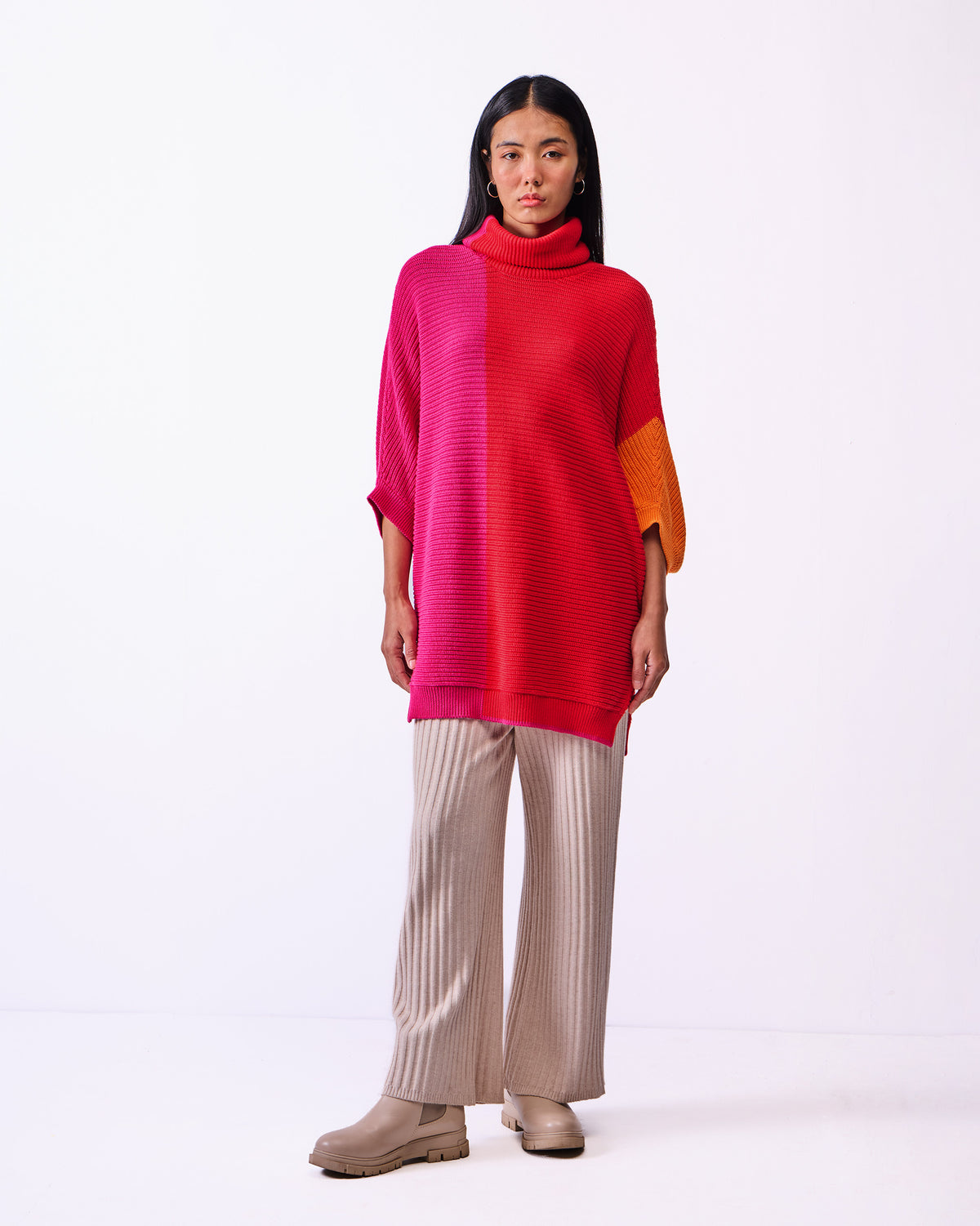 Tao Turtle Neck Sweater - Bright Red & Orange thumbnail 2