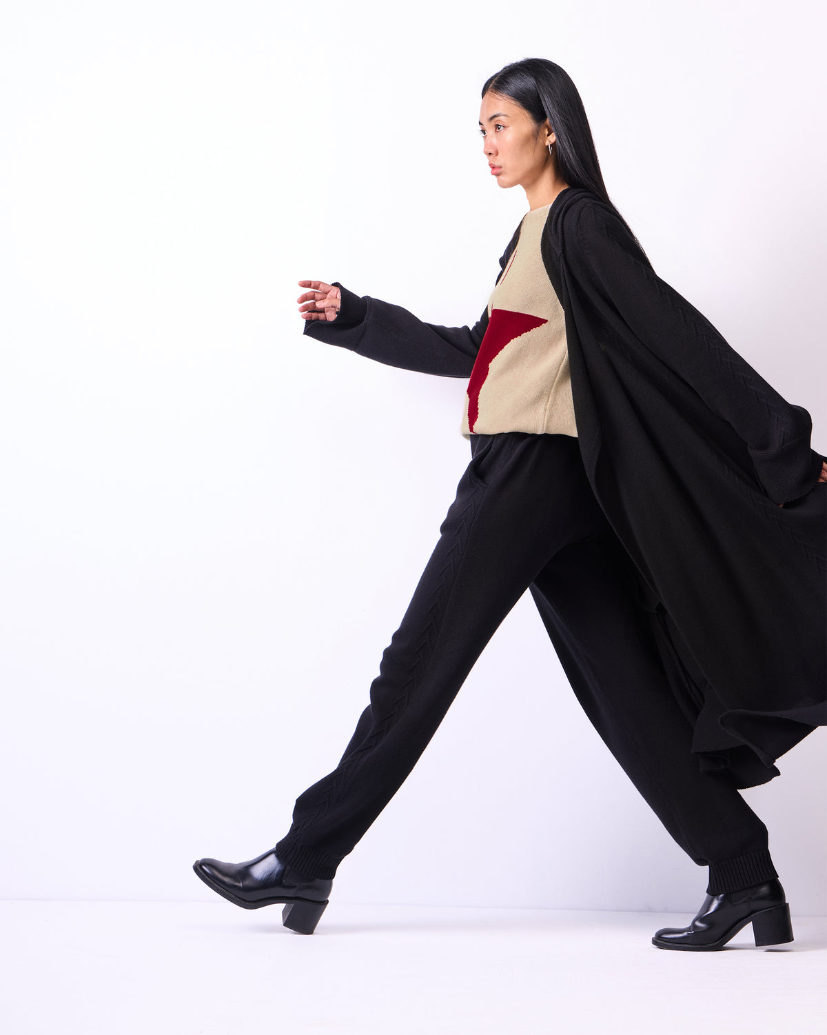 Hoodie Cardigan - Black