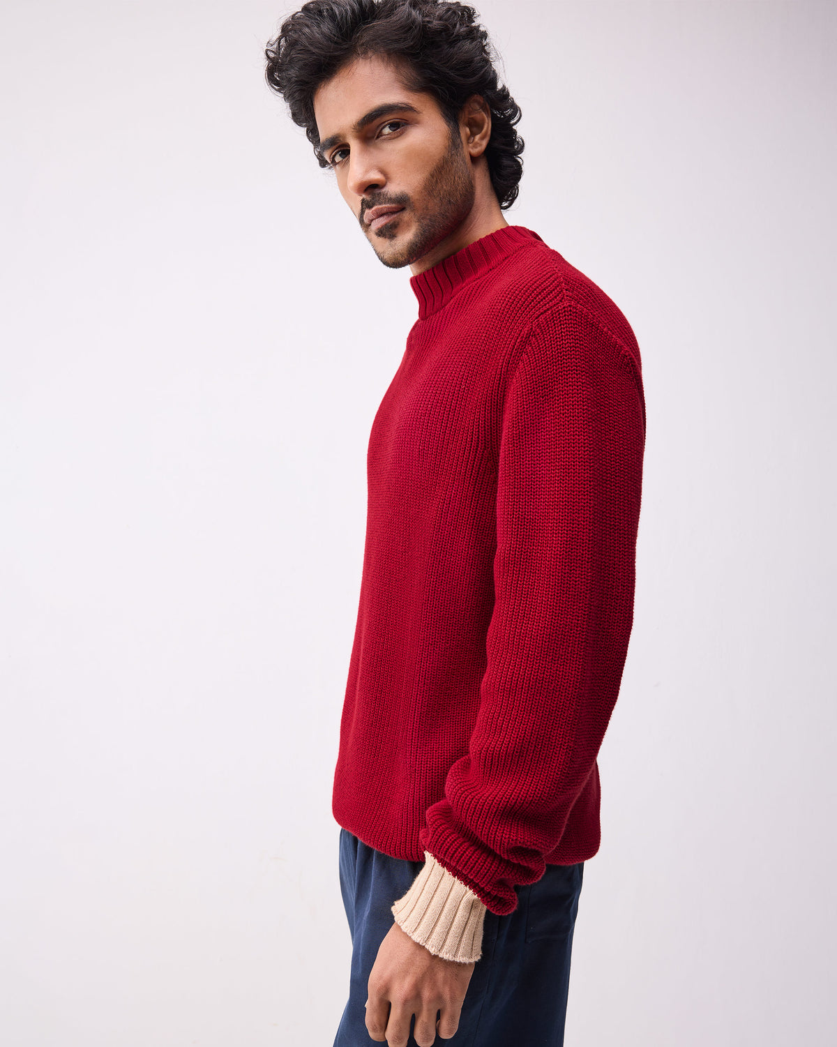 Crew-Neck Sweater - Dark Red thumbnail 3