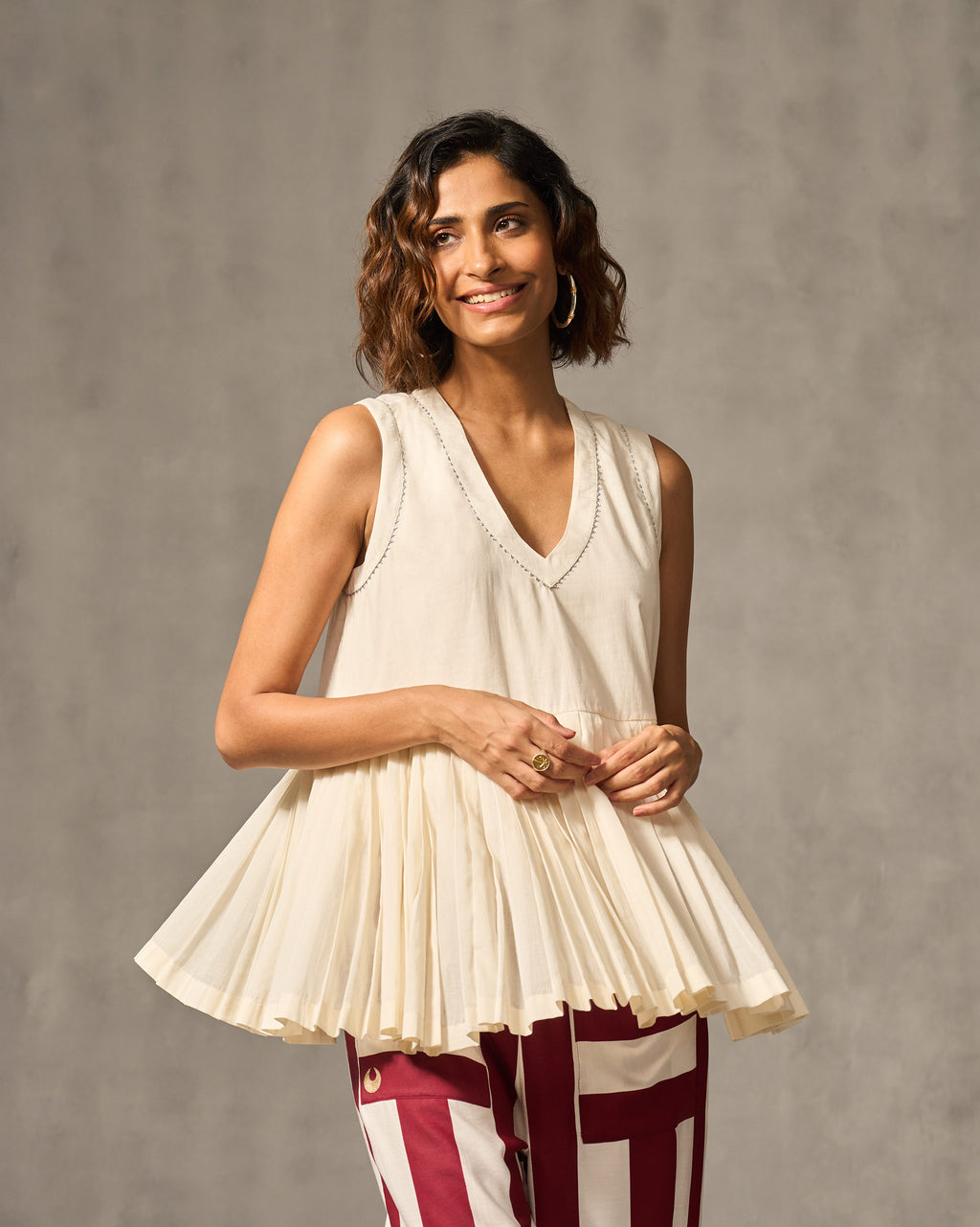 Lolo Pleated Top - Ivory – Nicobar