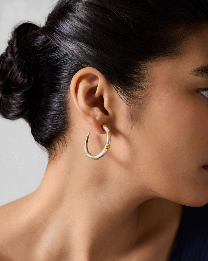 Dhoop Chaon Hoops Small - Silver & Gold