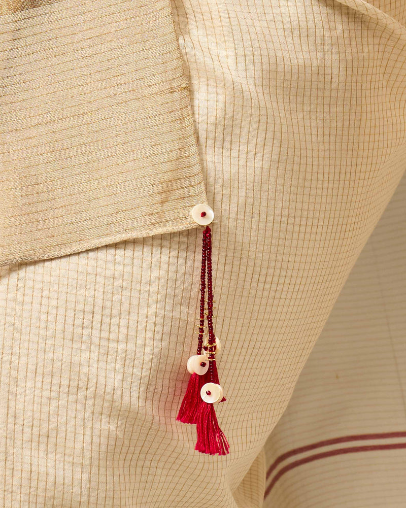 Aheli Sari - Ivory & Gold Checks