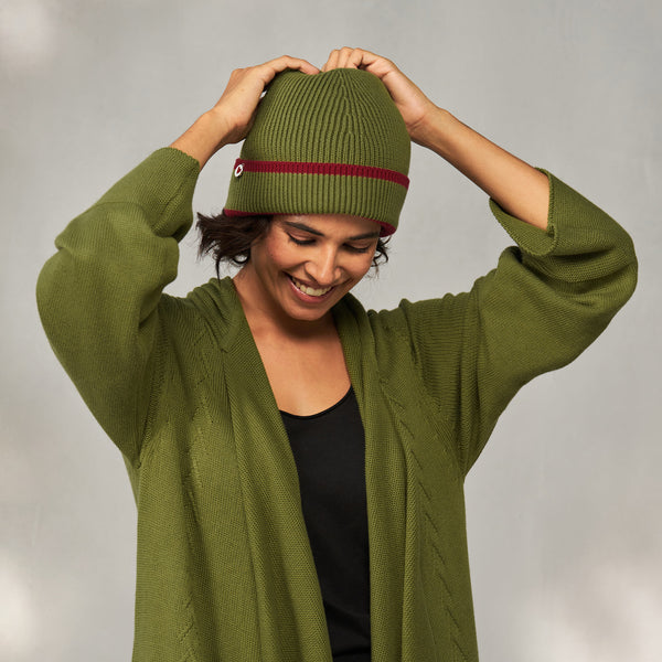 素敵な Safari Beanie Nicobar – Red & Olive - 帽子
