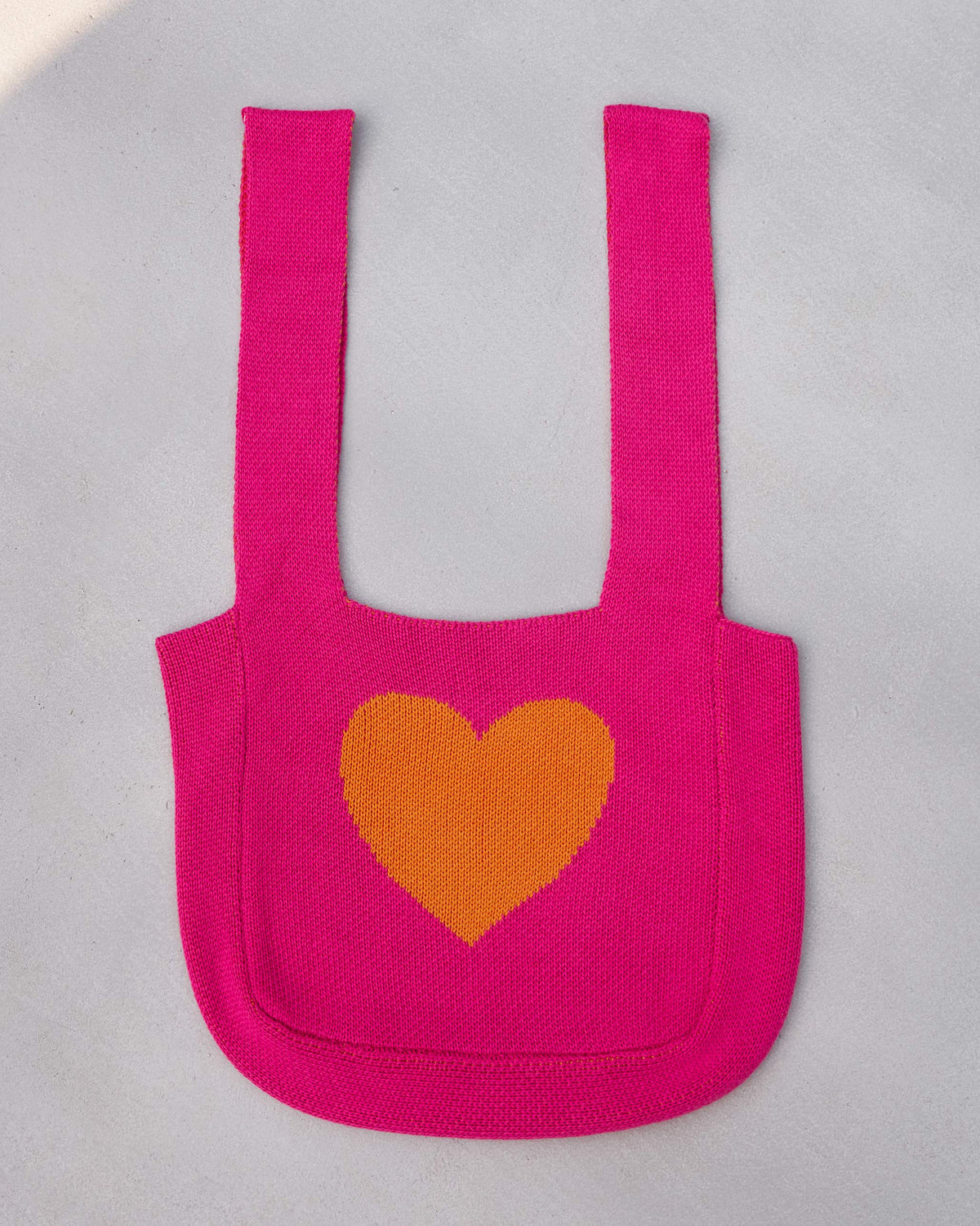 Knitted Heart Bag - Fuchsia