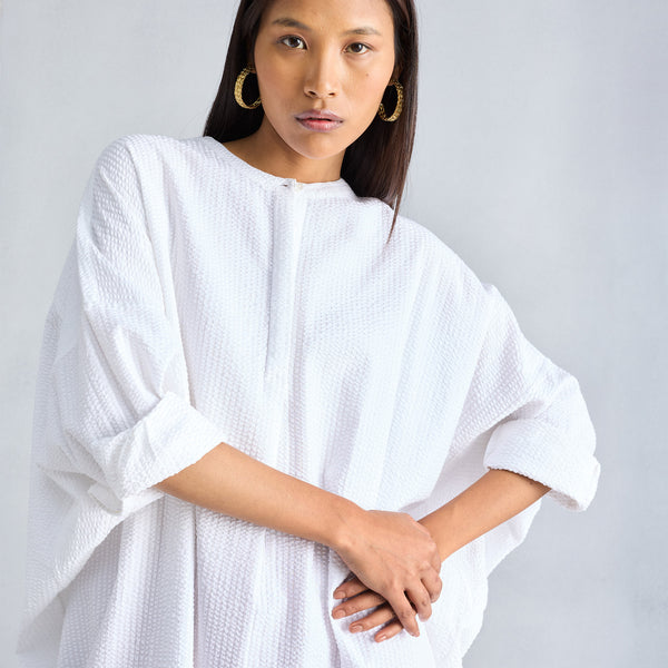 Lazy Sunday Tunic - White Seersucker – Nicobar