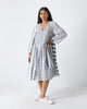 Rainy Season Dress - Charcoal & White Stripes