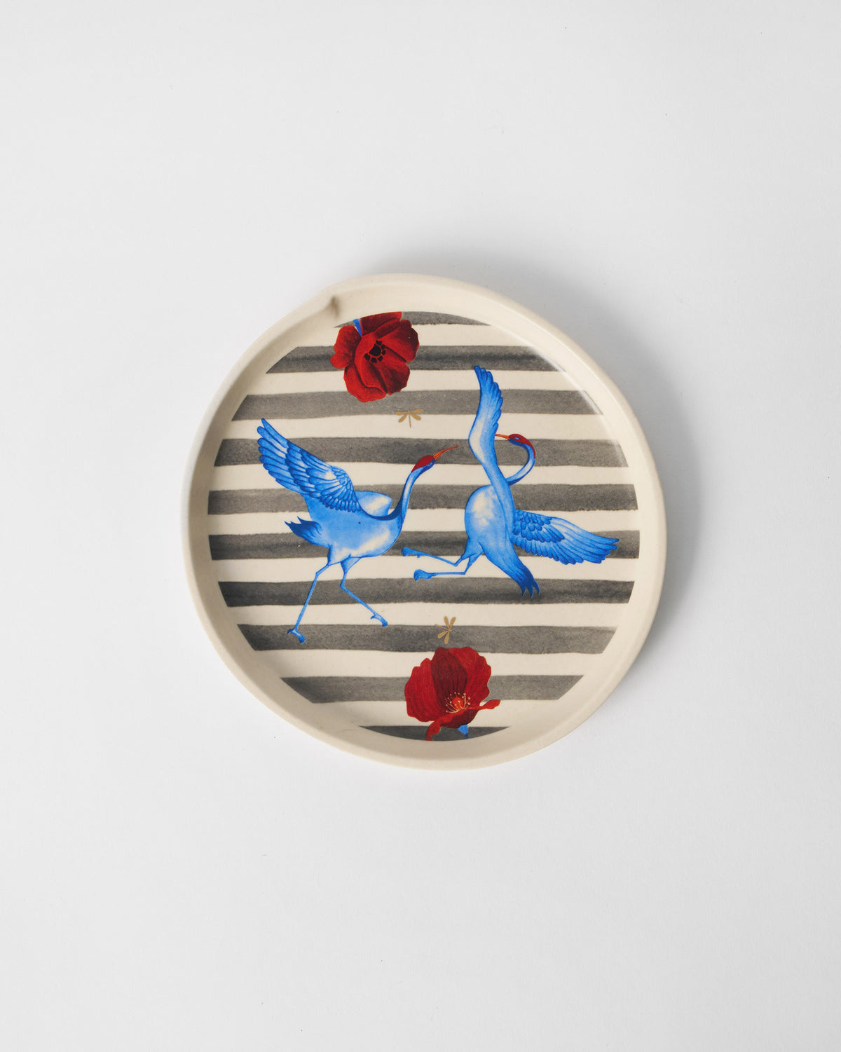Striped Crane Dessert Plate