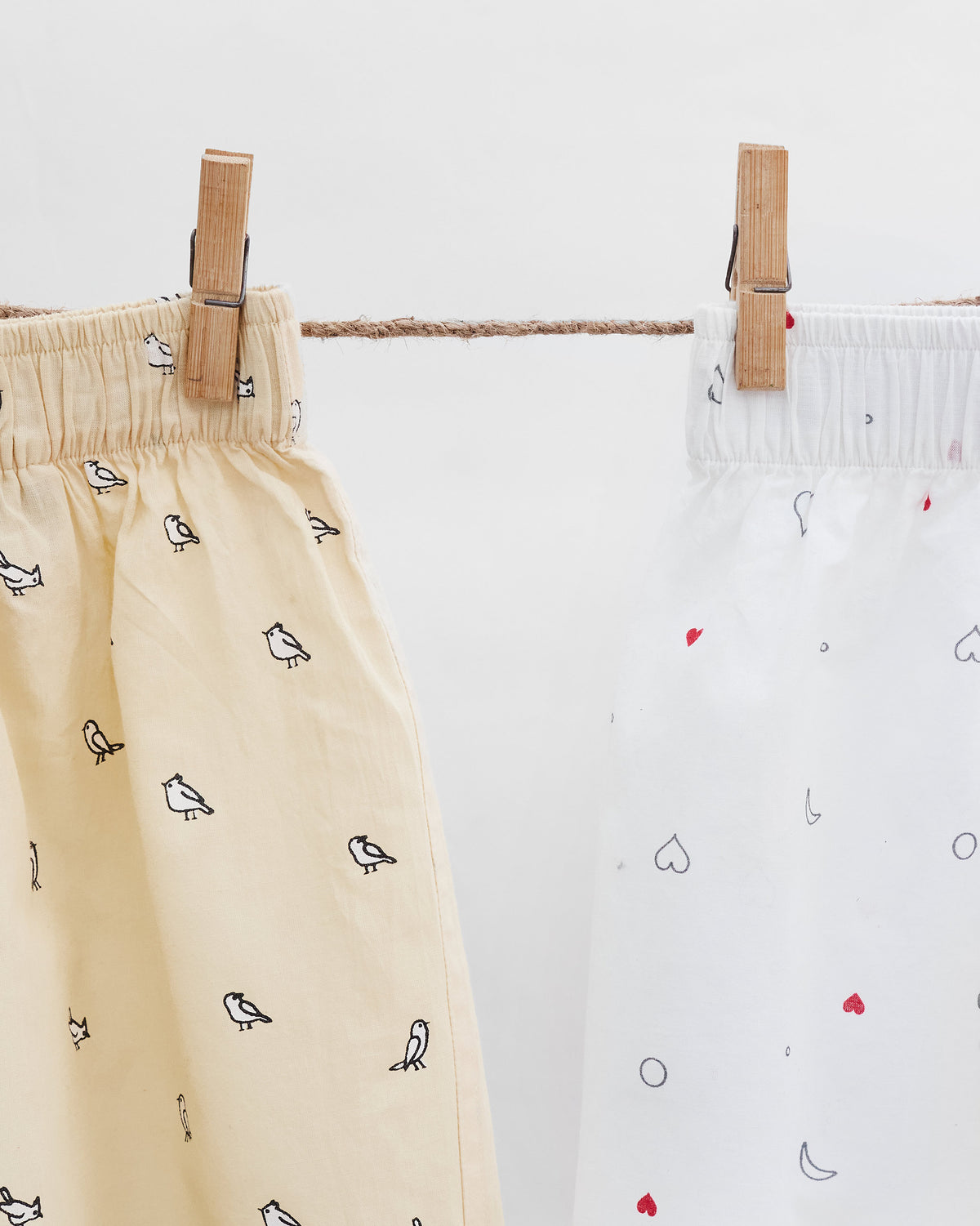 Lovebirds Boxers (Set of 2) - White & Beige