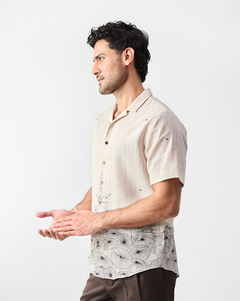Mistari Shirt - Beige & Black Print – Nicobar