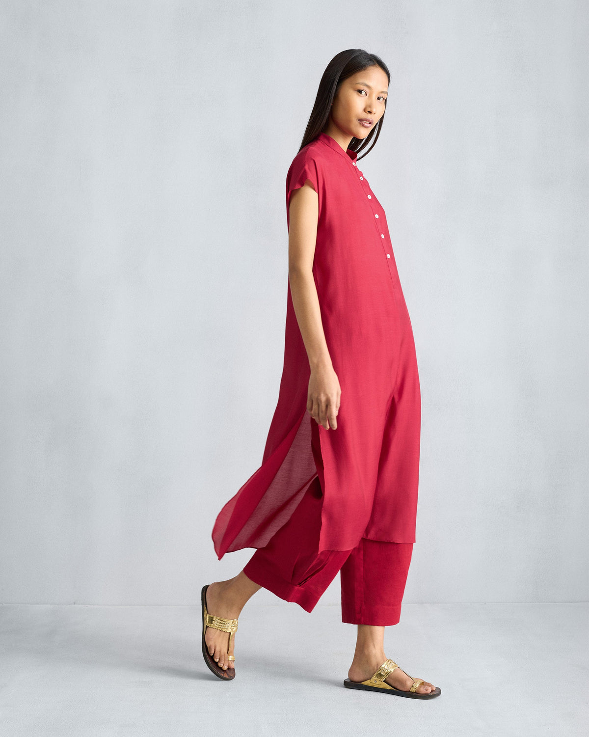 Short Sleeve Kurta - Red