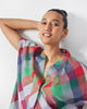 Kyoto Back Pleat Top - Multicolor Checks