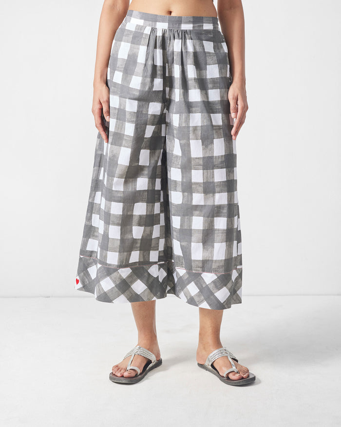 Picnic Culottes - Charcoal & White Print