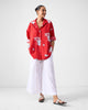 Oversized Shirt - Red & White Print