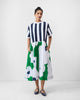 Emi Dress - Green & White Print