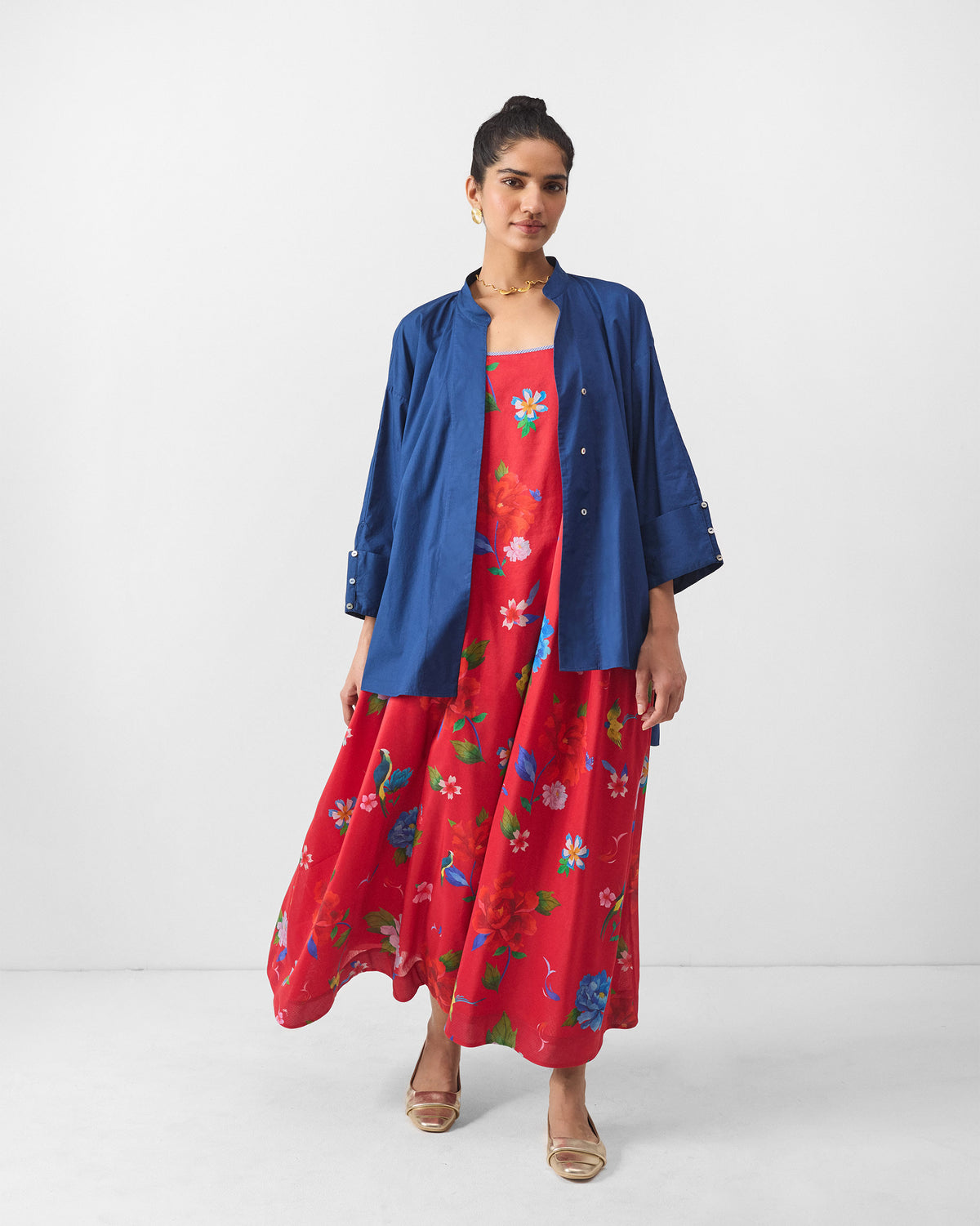 Sakura Strappy Dress - Red Print