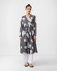 Gathered Angrakha - Charcoal & Ivory Print