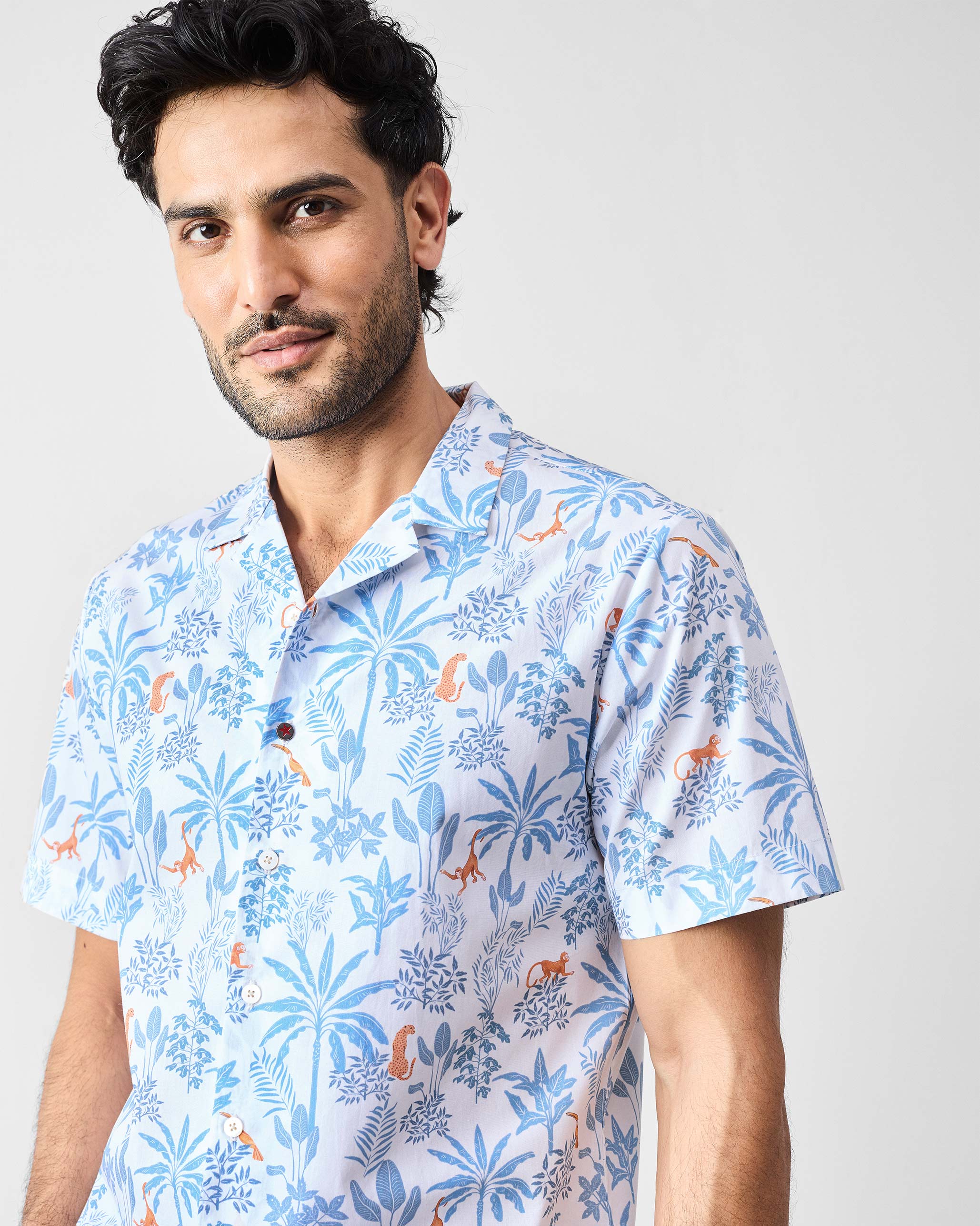 Mistari Shirt - Bluish Grey Print