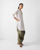 Mid Length Kurta - Khaki & White Stripes