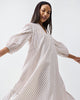 Summer Tea Dress - Khaki & White Stripes