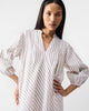 Summer Tea Dress - Khaki & White Stripes