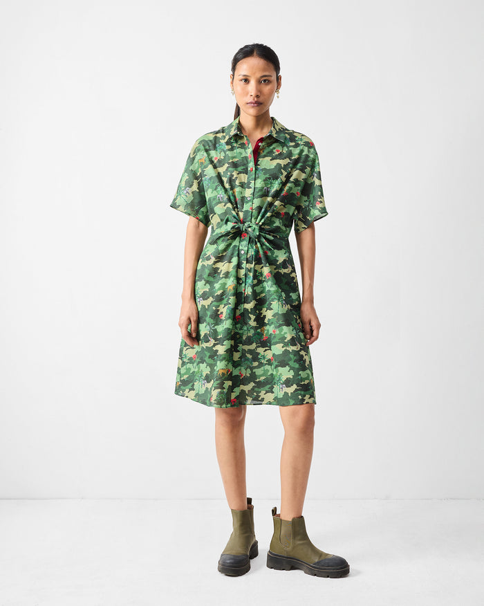 Alappuzha Shirt Dress - Green Printed