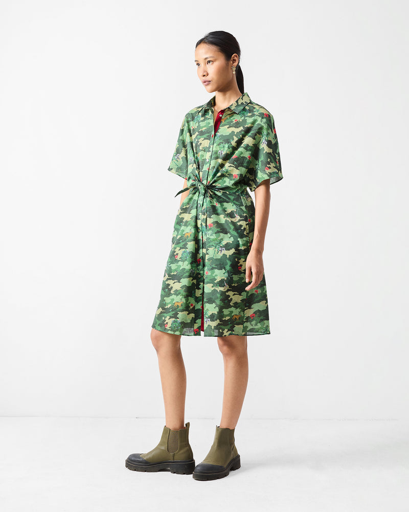 Alappuzha Shirt Dress - Green Printed