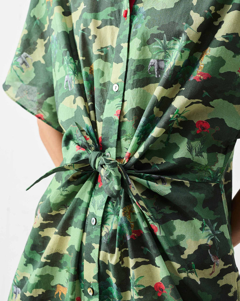 Alappuzha Shirt Dress - Green Printed