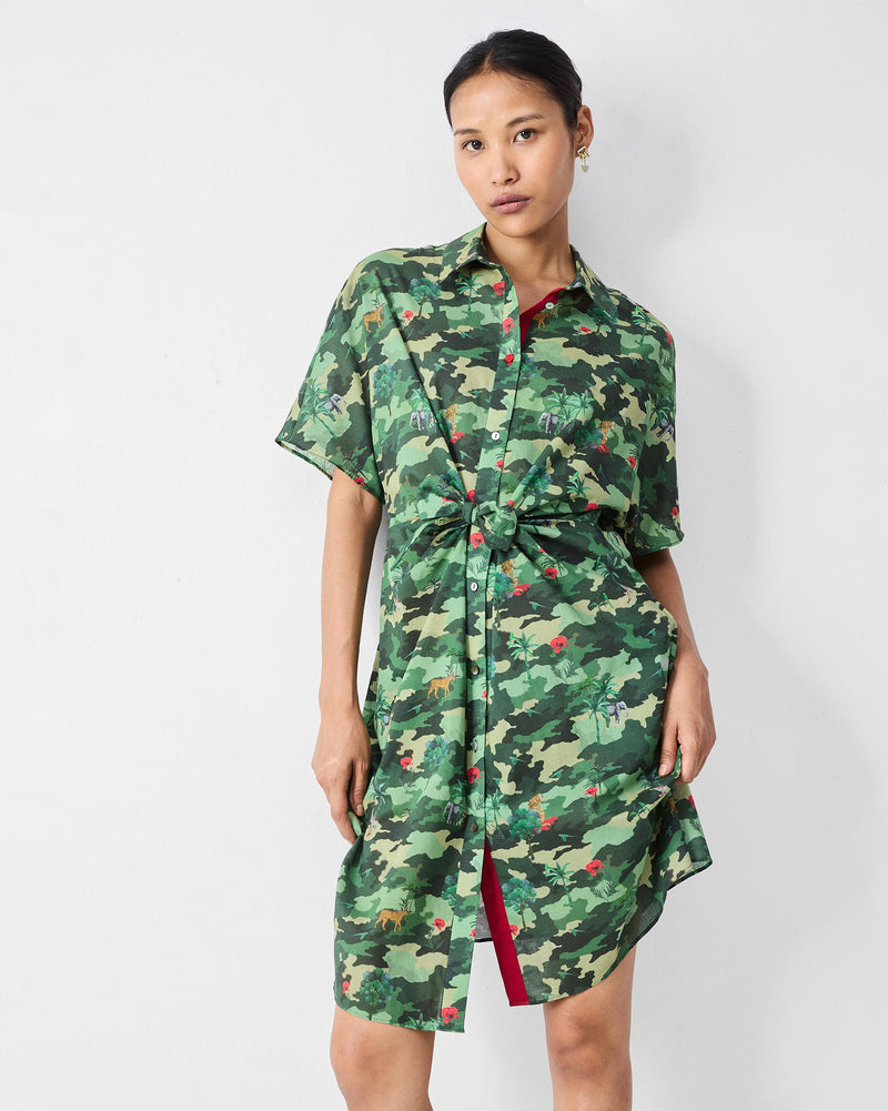 Alappuzha Shirt Dress - Green Printed