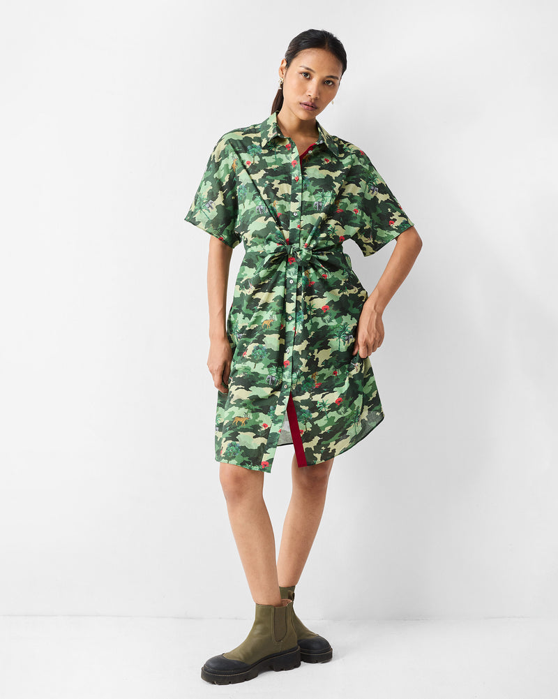 Alappuzha Shirt Dress - Green Printed