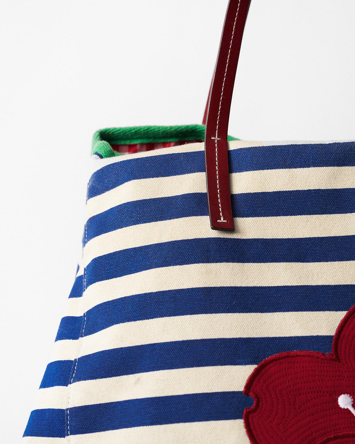 Crimson Bloom Bag - Blue & White Stripes