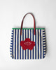 Crimson Bloom Bag - Blue & White Stripes