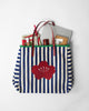 Crimson Bloom Bag - Blue & White Stripes