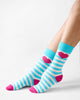Stripey Socks - Aqua & Oatmeal Stripes