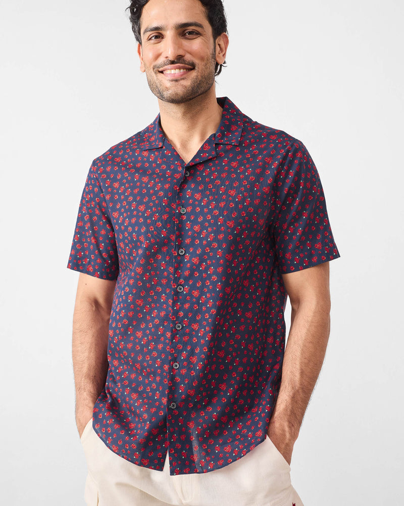Mistari Shirt - Navy Printed