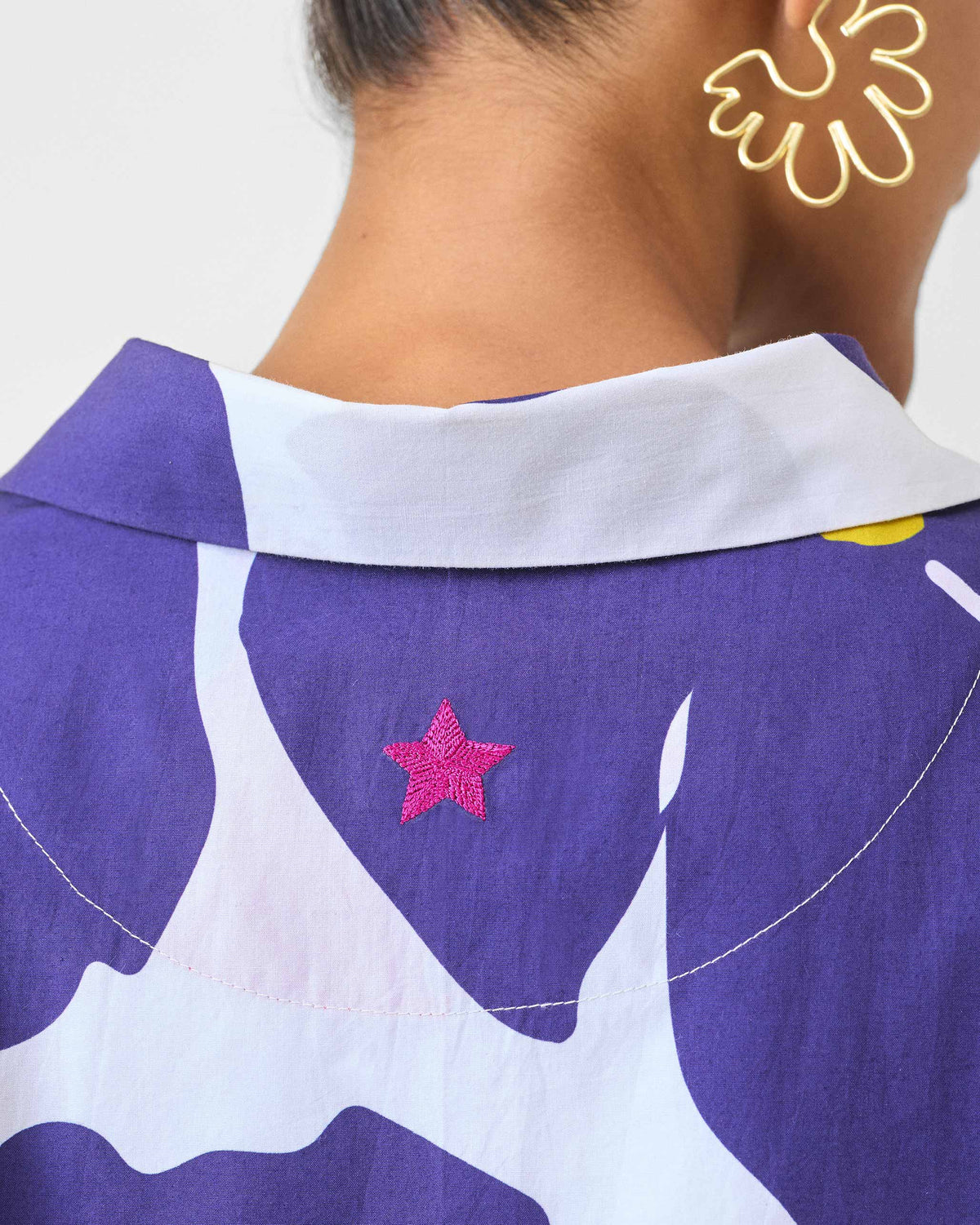 Boxy Shirt - Purple & White Print